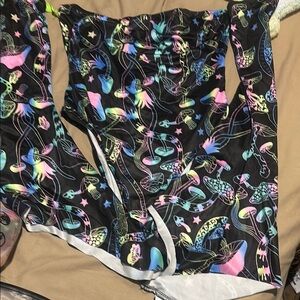 SHEIN Black Multicolor Patterned RaveWear